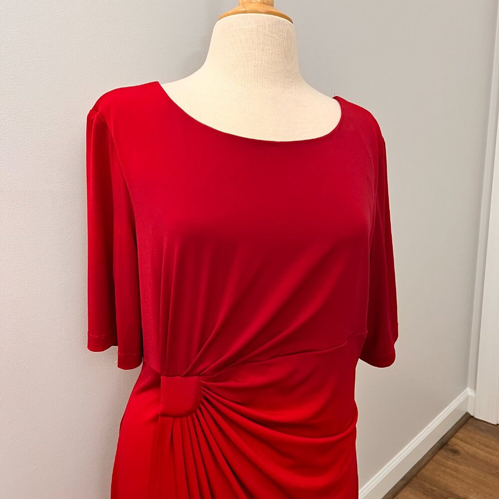 North Style Red Rouched Cinch Waist Dress Sz 16 - Picture 8 of 9
